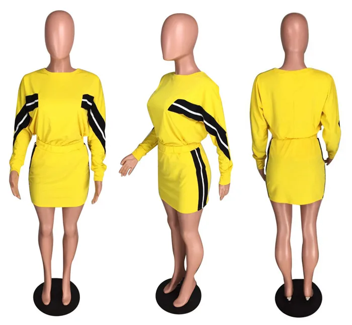 Сексуальный женский комплект из двух предметов юбка с длинным рукавом комплект: укороченный топ и юбка костюм повседневные спортивные костюмы Клубные вечерние облегающие комплекты из 2 предметов