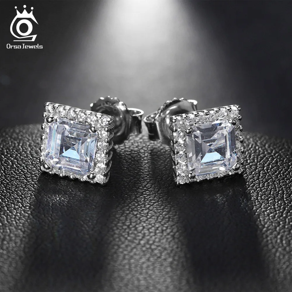 Женские серьги пусеты ORSA квадратные из стерлингового серебра 925 пробы с