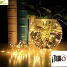 Kingoffer 22 м 200 светодиодный водонепроницаемый Солнечный сад сказочная гирлянда медная проволочная Гирлянда для дома, свадьбы, рождественской вечеринки, украшения