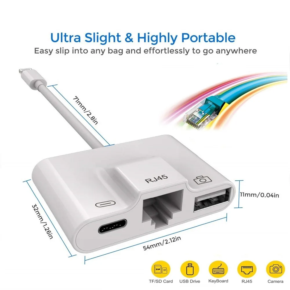 3 в 1 адаптер для зарядки Lightning/LAN 100 Мбит/с|Кабели VGA| |