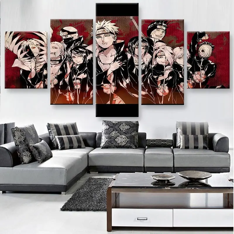 

5 Piece Modern Canvas Printed Naruto Anime Poster Painting Pictures Home Decor For Living Room Wall Art Decor Picture(Unframed)