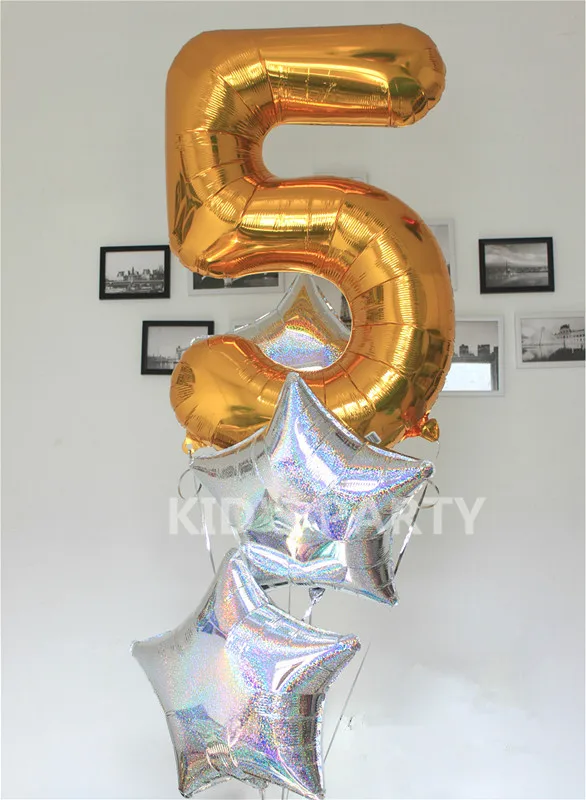 

40 inches Gold Silver Number Foil Balloons Big Digit Helium Ballons Large Birthday Party Wedding Decor Event Party Supplies Star