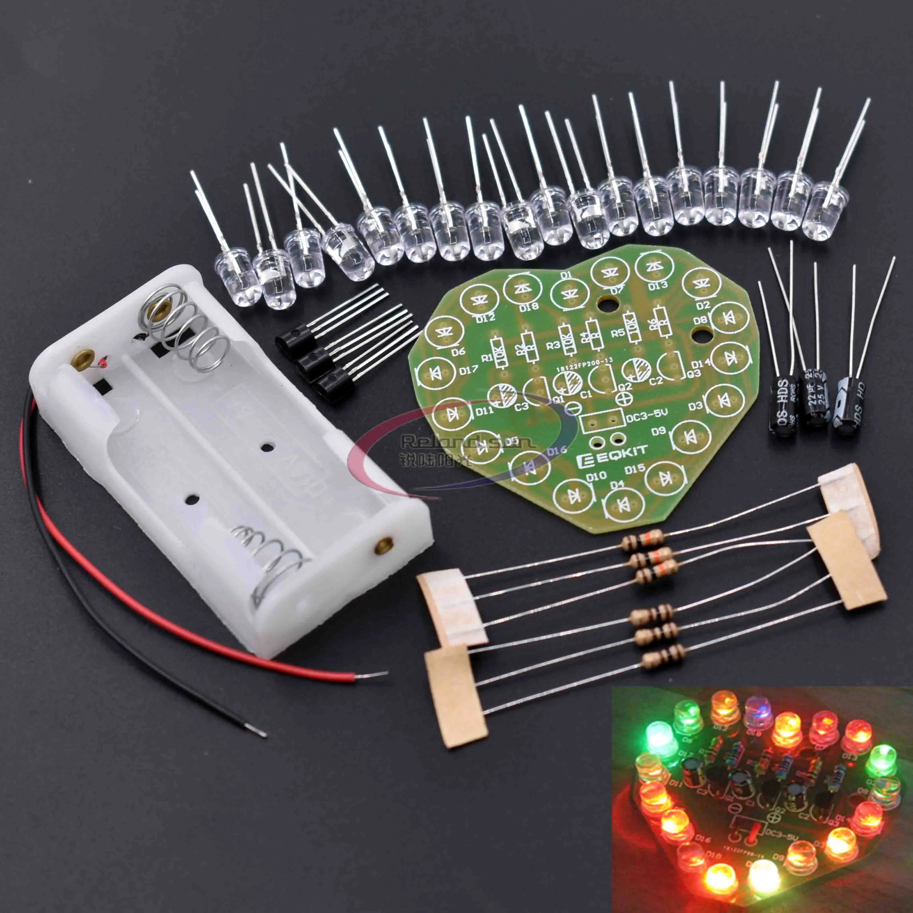 

3V-5V Regulated Power Supply PCB Board 48MM * 51MM Cycle Lamp Suite Breadboard LED Electronic Production DIY Kits Heart Shaped