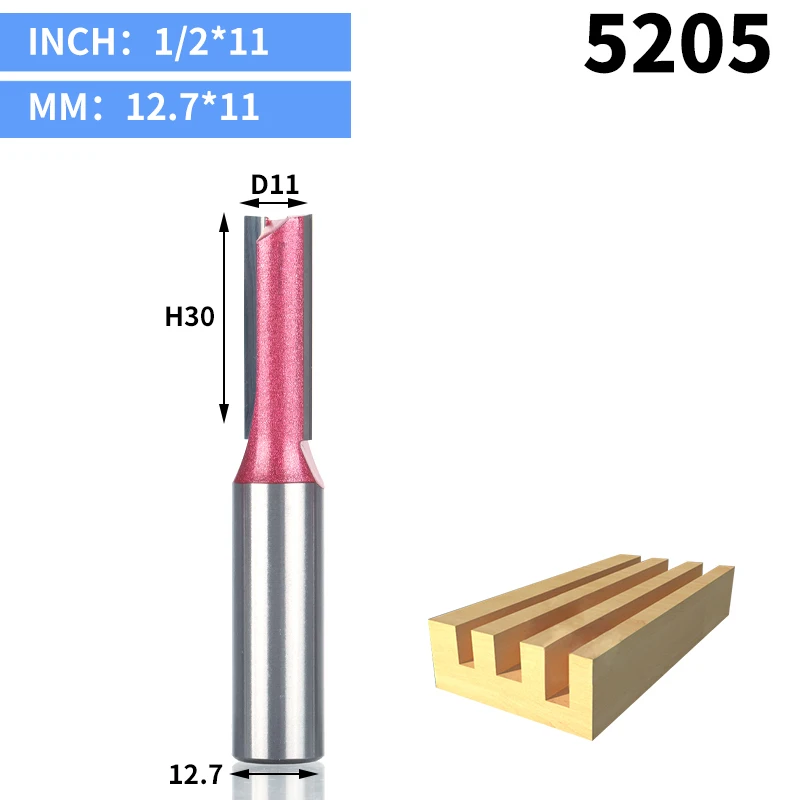 HUHAO 1 шт. 1/" хвостовик прямой бит Деревообрабатывающие инструменты вольфрамовые фрезы для дерева Карбид Концевая фреза фрезы древесины - Длина режущей кромки: 5205