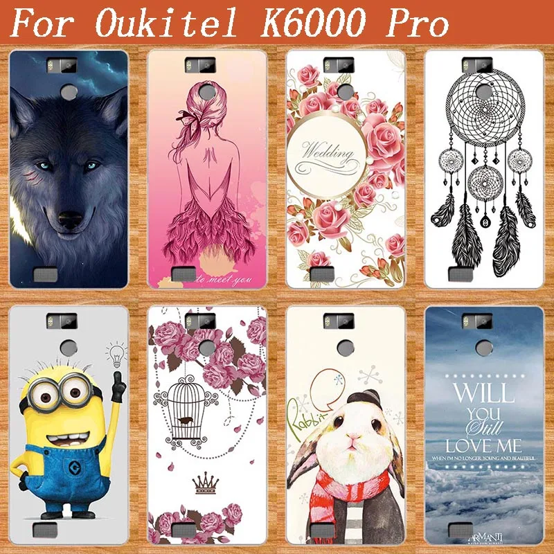 Модный мягкий чехол из ТПУ с волком и кроликом для Oukitel K6000 Pro силиконовый телефона