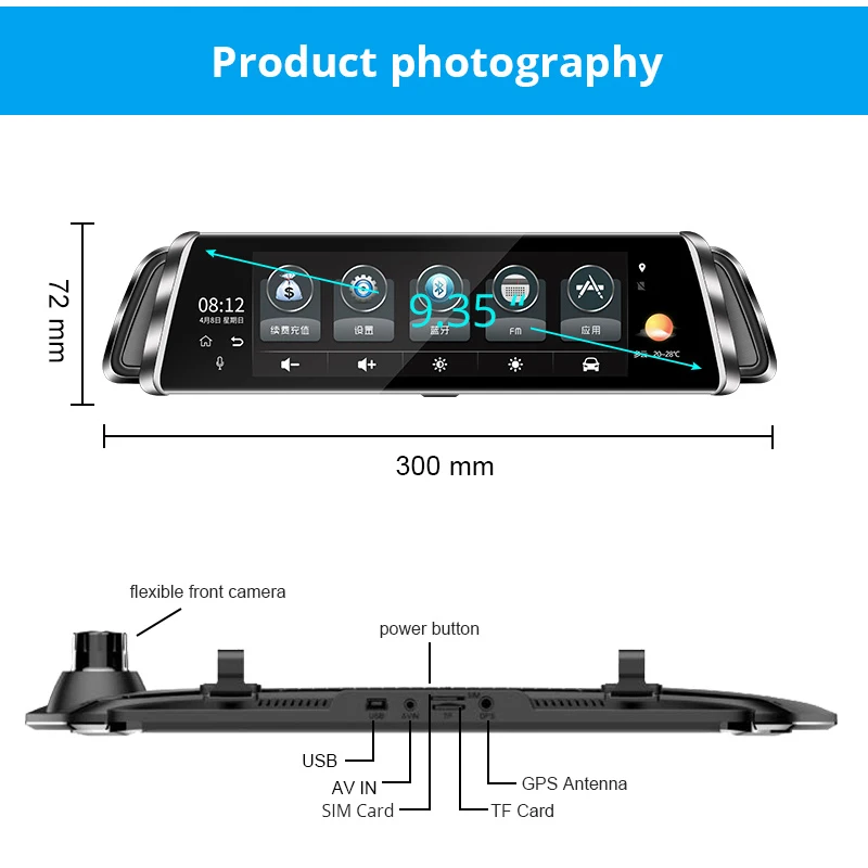 Bluavido 9,35 Дюймов 4G Android Зеркало DVR ADAS gps навигация FHD 1080P Dash камера с двойным объективом дистанционный монитор Автомобильный видеорегистратор