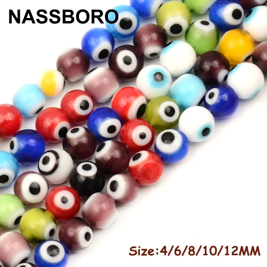 

Multicolor Turkish Evil Eye Beads Round Lampwork Glazed Czech Glass Beads for Jewelry Making Spacer Bead DIY Bracelet Necklace