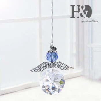 

H&D Crystal Guardian Angel Suncatcher Window Hanging Pendant Car Charm for Rear View Mirror Christmas Tree Decorating Home Decor