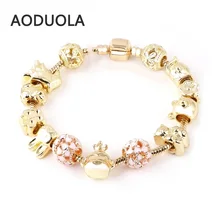 Своими руками сборный Браслет Золотая цепь "Змейка" животное с розовыми ажурными бусинами браслеты и браслеты для мужчин и женщин ювелирные изделия