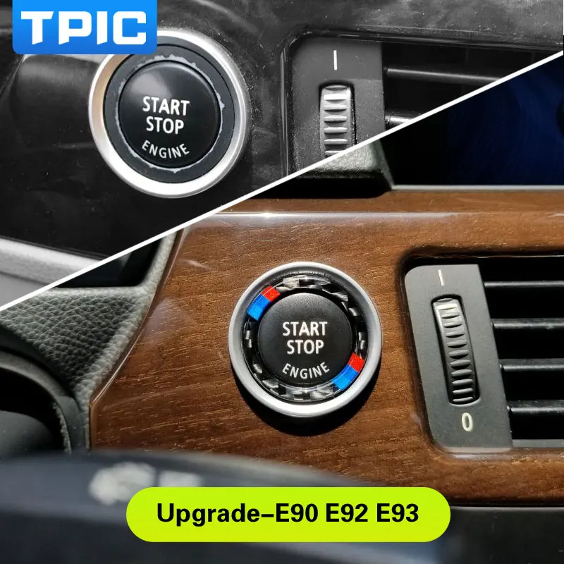 

For bmw e90 e92 e93 Carbon Fiber Car Engine Start Stop Ring M Stripe Trim Circle Ignition Key Ring 3 Series Accessories