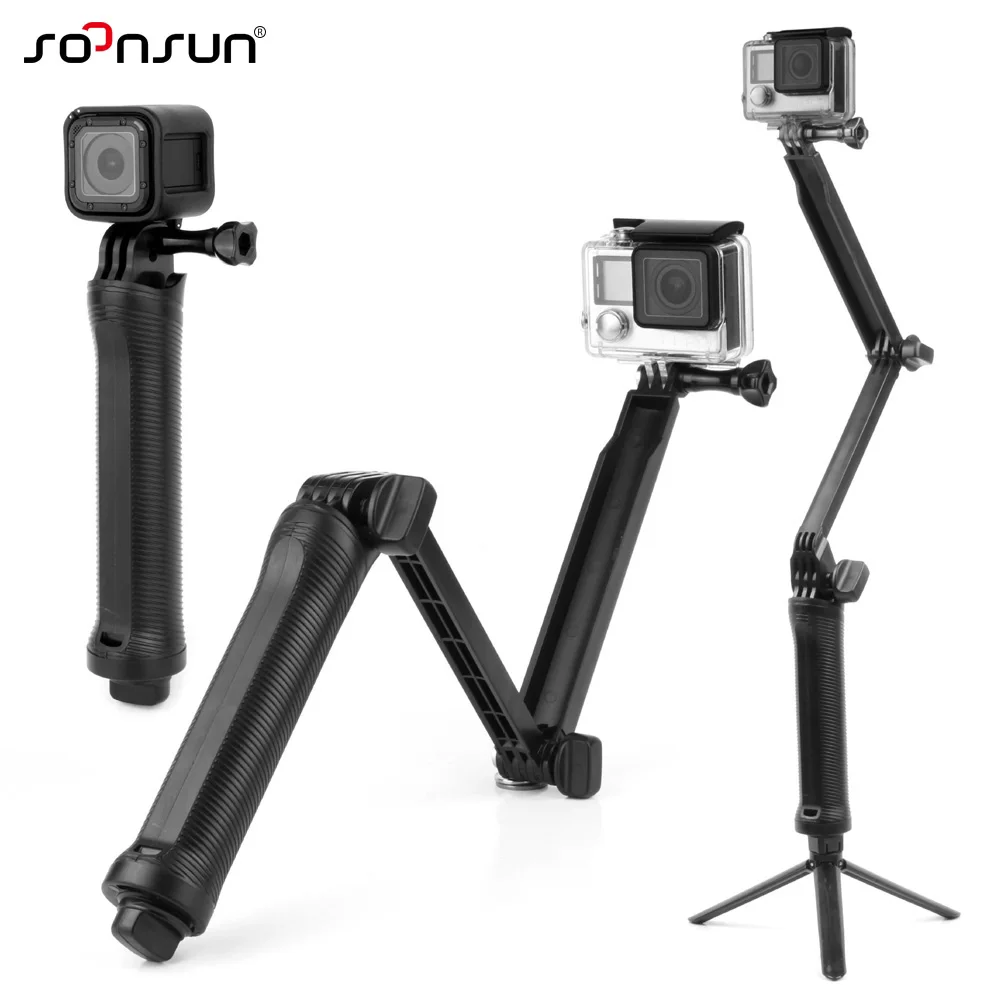 

SOONSUN For GoPro Accessory 3-Way Grip Selfie Stick Waterproof Monopod Tripod Mount for GoPro Hero 7 6 5 4 Session for Xiaomi Yi
