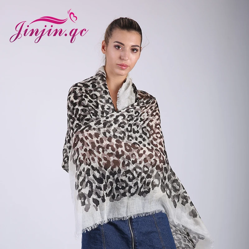 Jinjin.QC2019 Fashion Women leopard Scarf cotton Hijab Echarpe Foulard Female bandana chiffon scarves and  drop shipping