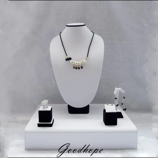 Mannequin Jewelry Display Showcase Set Long Necklace Stand Bust Kit