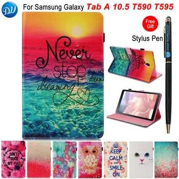 

DWaybox For Samsung Galaxy Tab A 10.5 T595 T590 Printing Folding Flip PU Leather Cover Case Stand Holder With Auto Wake/Sleep