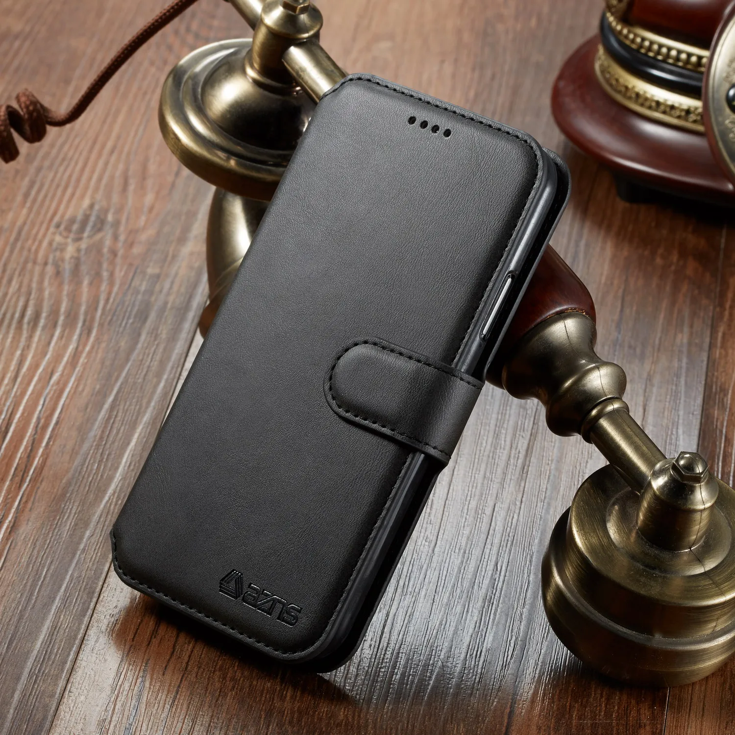 Роскошный кожаный чехол-бумажник чехол для samsung Galaxy A8 A8 плюс с держатель для карт флип чехол для Galaxy A8 plus противоударный чехол - Цвет: Black