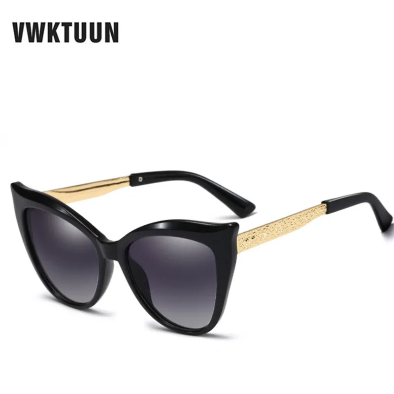

VWKTUUN Sunglasses Women Vintage Cat Eye Sun Glasses For Female Driving Glasses Gold Frame Points Outdoor Womens Eyewear UV400
