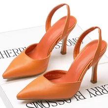 XZ012 High Heels Women Pumps PU Leather Pointed Toe Women Shoes Ladies Shallow Thin High Heel Sandals Summer Sexy Slip-on Pumps pointed toe shallow high heel pumps women pink flower decorated super high thin heel shoes female high heels dress shoes