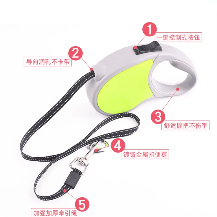 Tangle-Free Heavy Duty Retractable Dog Leash with Anti-Slip HandlStrong Nylon Tape One-Handed Harnesses Collars Outdoor MayO3 (10)