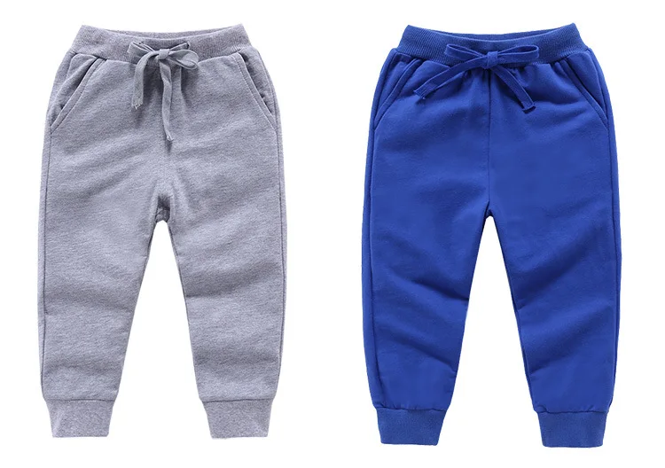 Детские однотонные брюки, хлопковые штаны с эластичной резинкой на талии для мальчиков, новые модные повседневные Хлопковые Штаны для детей