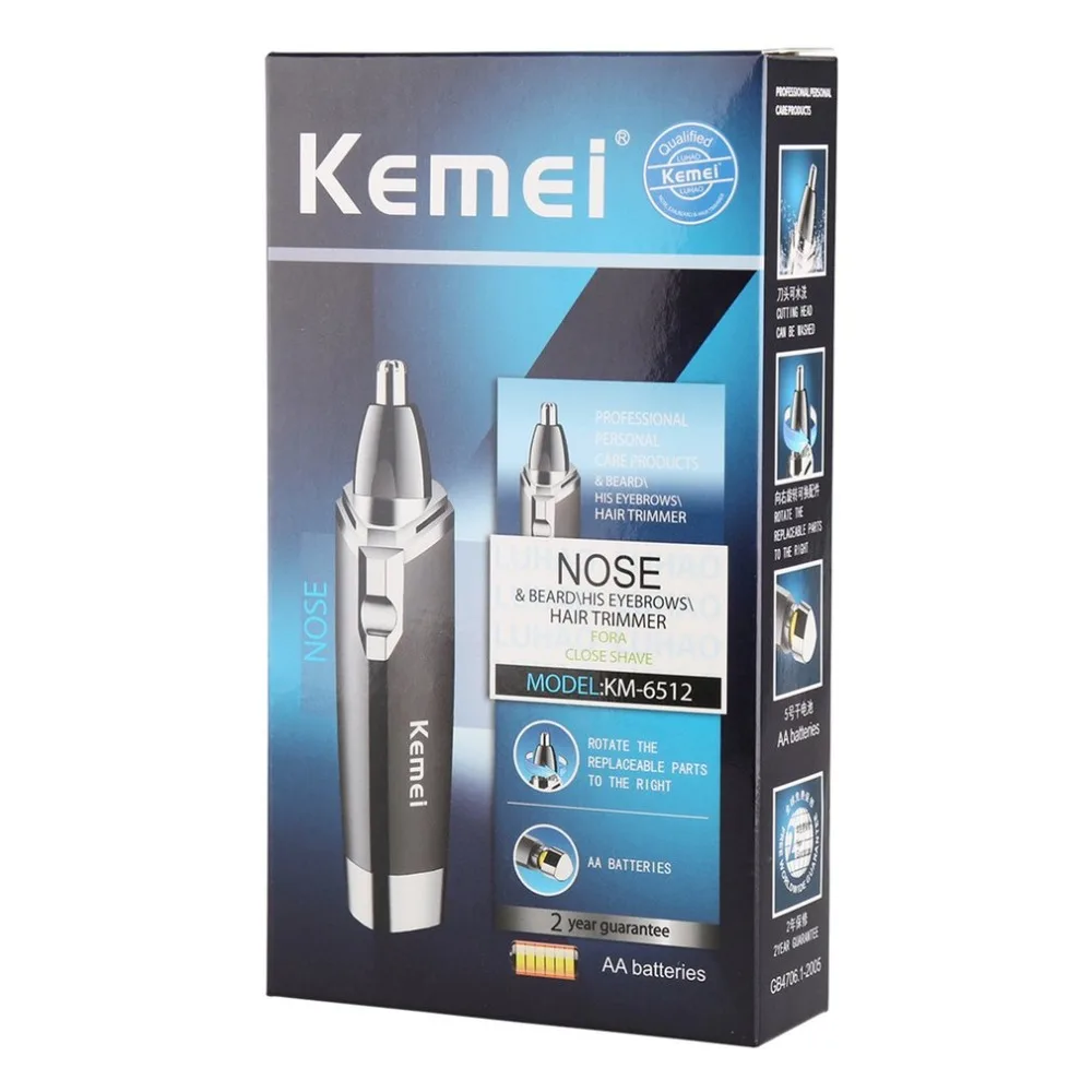 Kemei KM-6512 электрический триммер для носа красота нос Ухо Триммер для волос удаление безопасный уход за лицом бритва-очиститель портативная походная бритва
