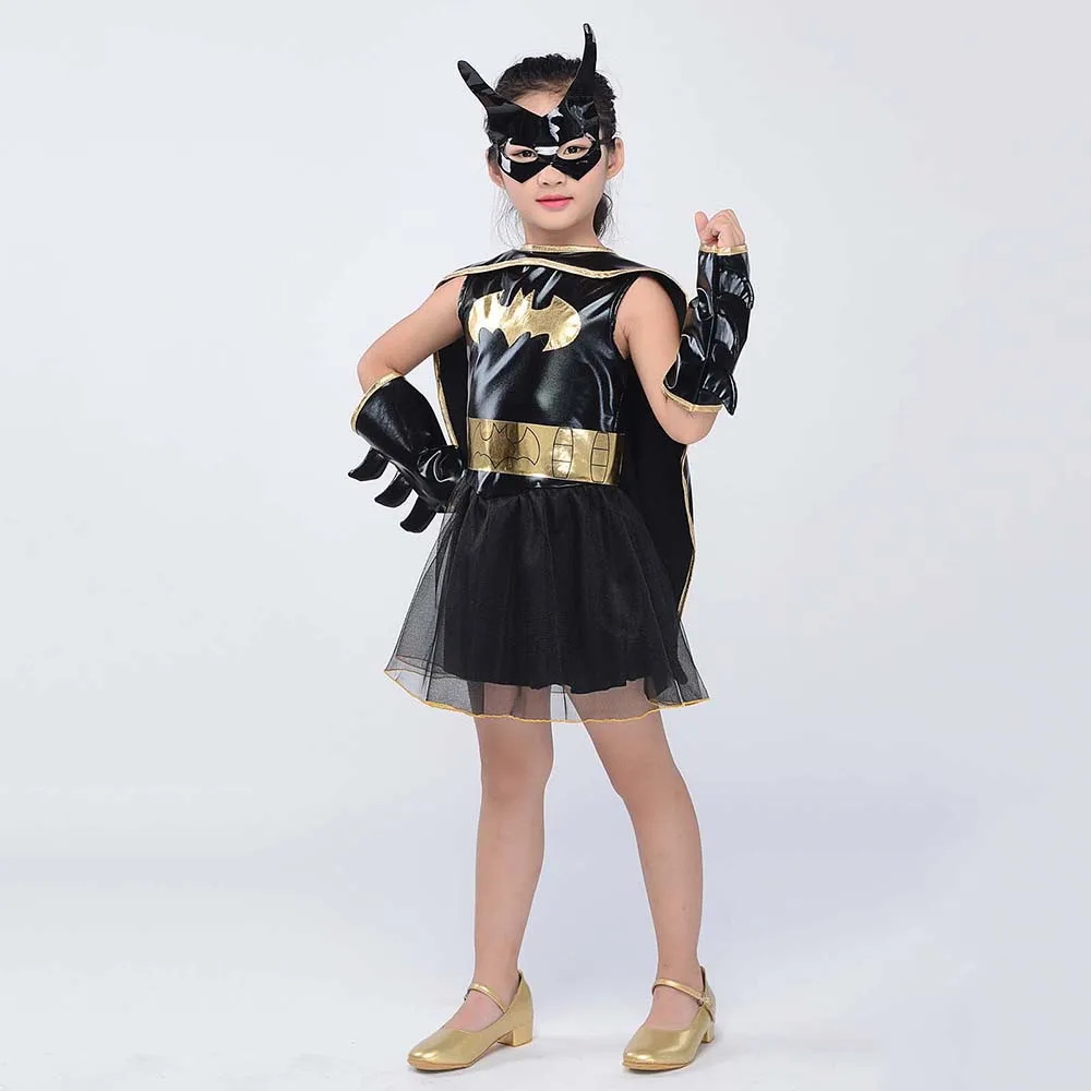 Kids Batgirl Tutu Costume Little Girls Batman Superhero Fancy Dress DC Comics Halloween Costumes fo