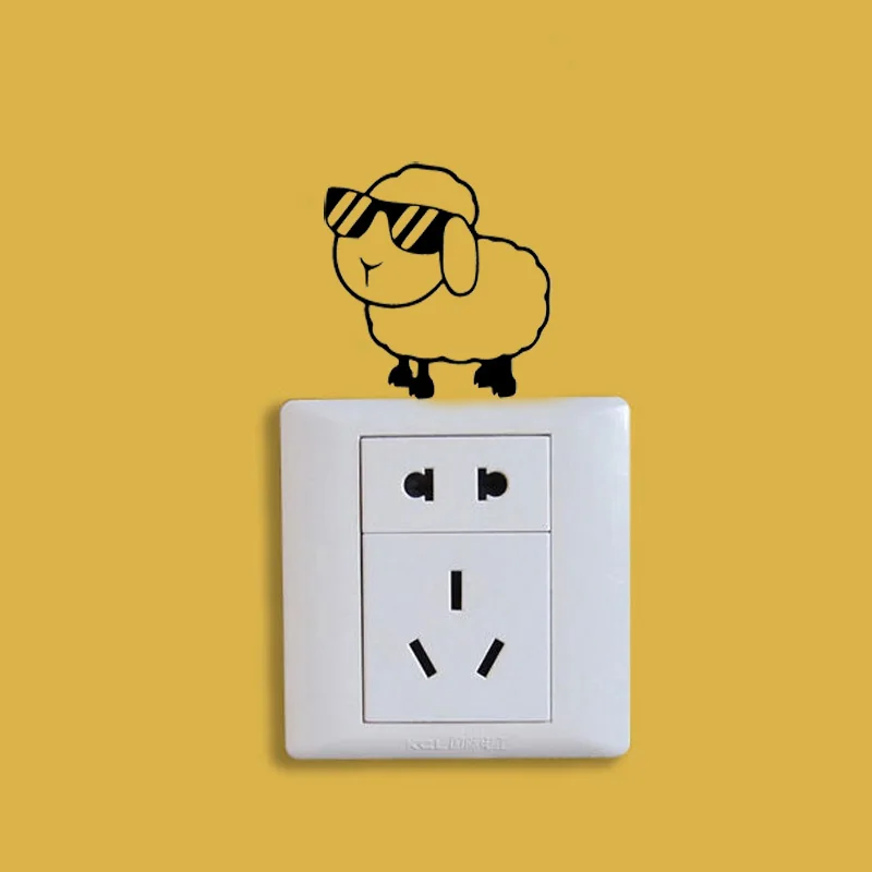 

Funky Sheep Switch Sticker Creative Cartoon style Vinyl Waterproof Wall Stickers For Kids Rooms 2WS0441