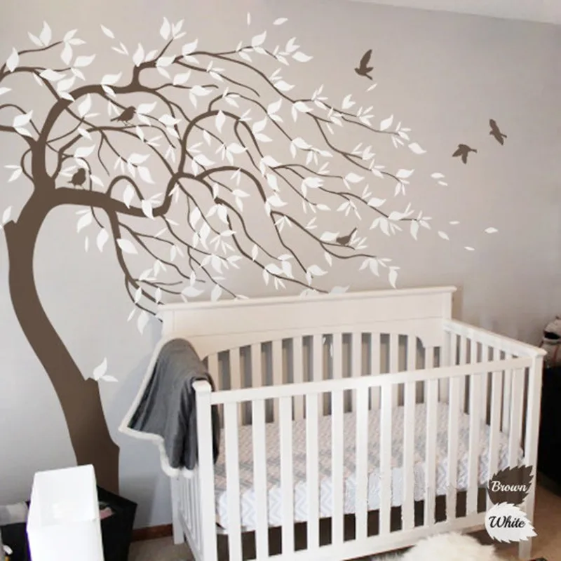 2020 Hot Huge White Tree Wall Decal Sticker Decals Nursery Wall Decal Sticker Decals Nursery