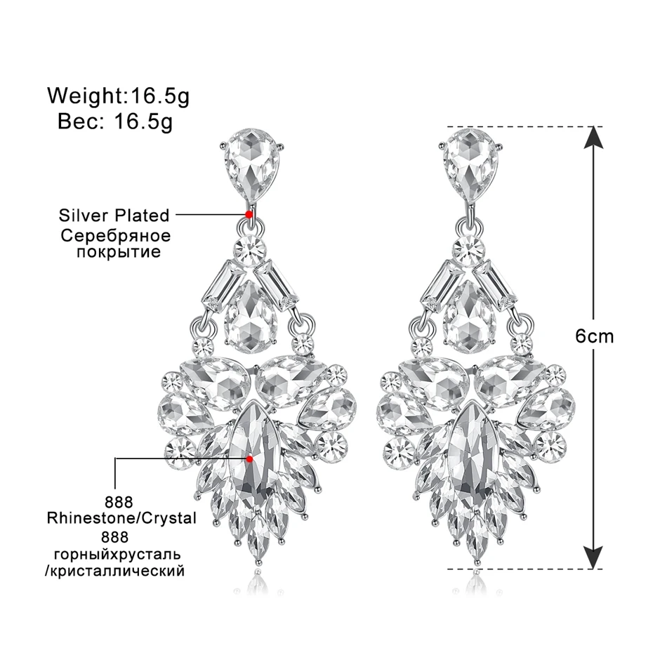 Mecresh массивные Стразы, большие длинные серьги в форме слезы, модные свадебные ювелирные изделия, серебряные женские серьги с кристаллами MEH1154