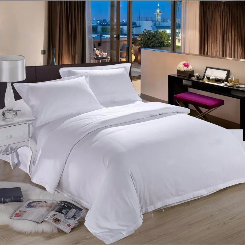 Хлопок Отель пододеяльник простыня наволочки белый комплект постельного белья люкс 4 шт. одноцветное постельное белье домашний текстиль