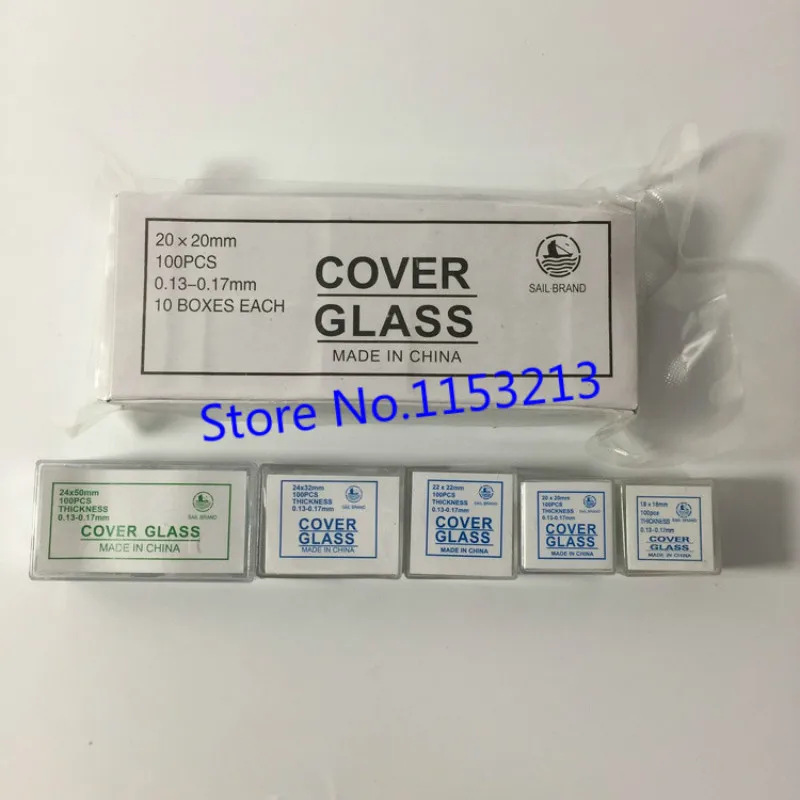 100 шт./лот одноразовые микроскоп покровное 20*20 мм Толщина 0,13-0,17 мм квадратный покровного стекла для роста крышка очки