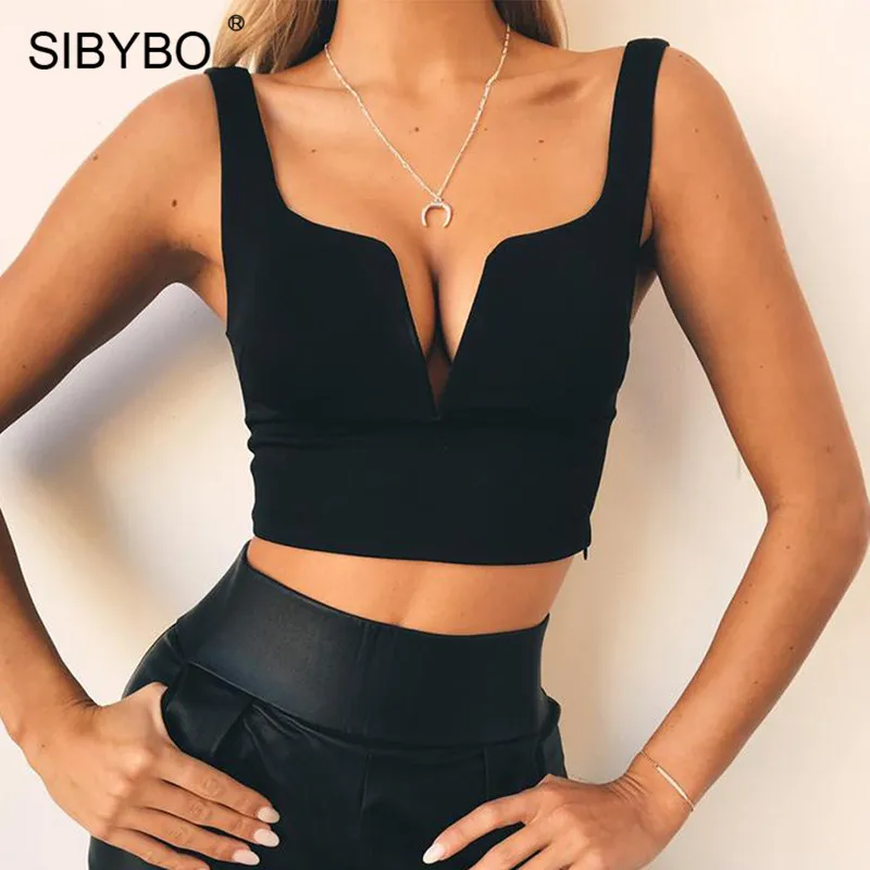 Женский короткий топ Sibybo с открытой спинкой треугольным вырезом без