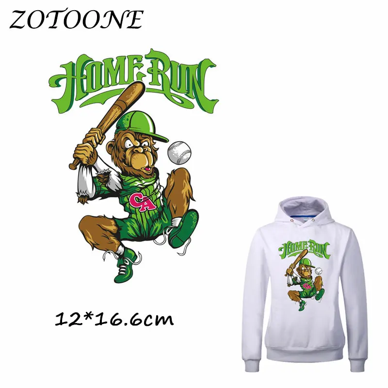 

ZOTOONE Iron on Stickers Patches for Clothes Baseball Monkey Patch HOME RUN DIY Accessory Heat Transfer Iron Stickers Appliques