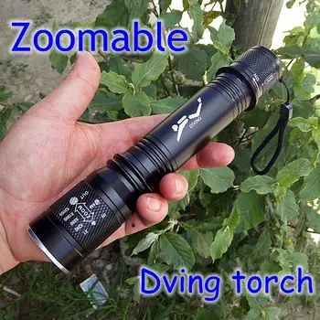 

New arrival zoomable led waterproof diving flashlight underwater lantern outdoor lighting torch