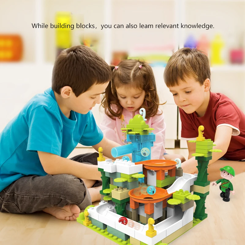 

105Pcs Marble Race Run Maze Balls Track Building Blocks Jungle Adventure Track Brick Compatible Duploed Toys For Kids