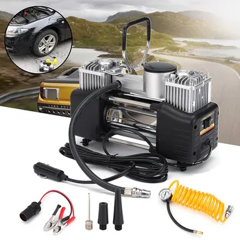 

12V 150PSI 150W Heavy Double Cylinder Air Pump Compressor Car Tire Tyre Inflator Allow use 3pcs Inflatable Adapters Convent