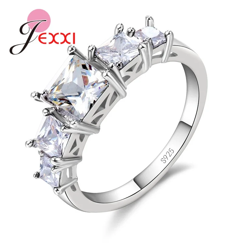 Модное 925 пробы Серебряное кольцо для девушек для свадебной вечеринки с 5 кристаллами - Цвет основного камня: R98100