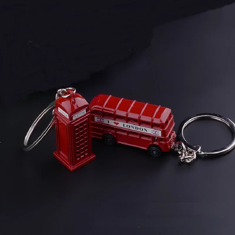 Vintage Building Red Telephone Booth British Miniature London Key Ring Diecast Metal Keychain Gift Souvenir