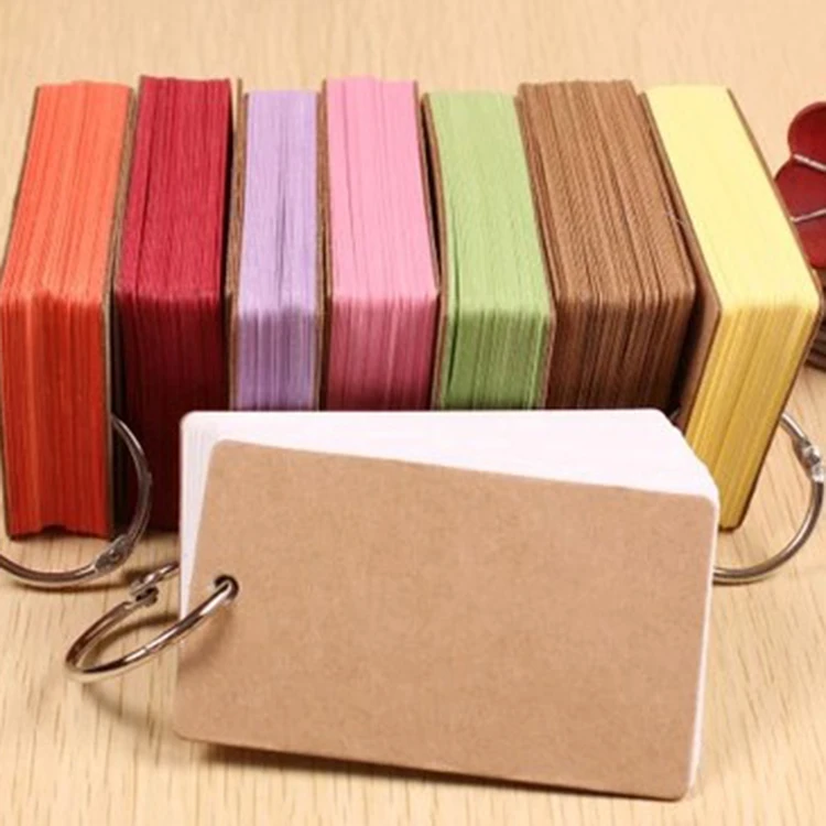 1 Piece Binder Ring Easy Flip Flash Cards Study Cards, 50 Unruled Blank