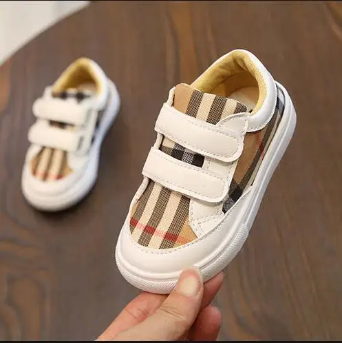 

2019 Spring Autumn new plaid vogue kids white shoes boys girls casual shoes children's sneaker SIZE 13.5CM--18CM