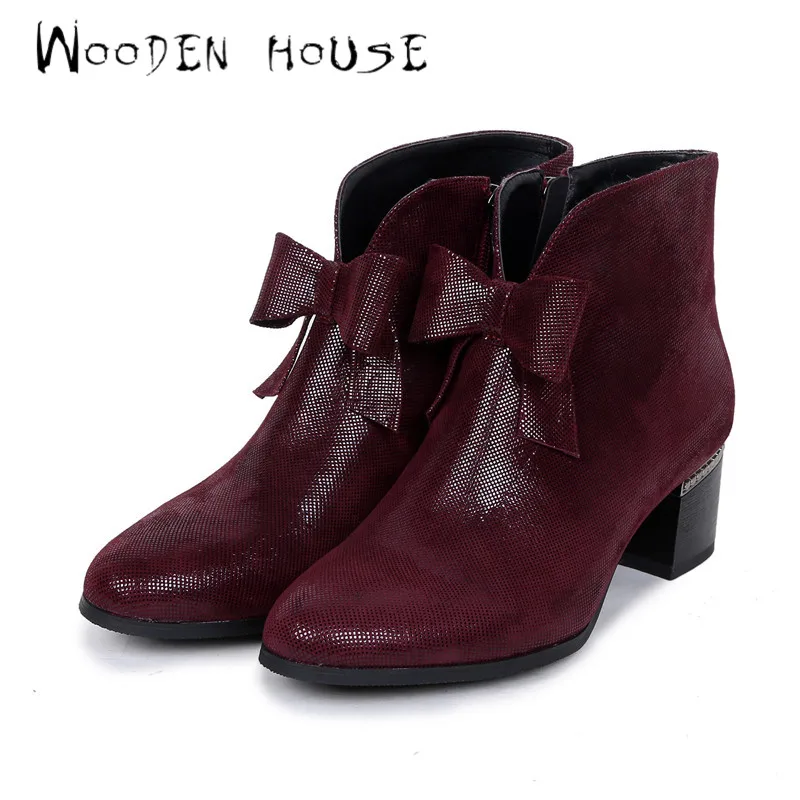 

Spring Autumn Sexy Pointed Toe Ankle Boots High Shoes Women Soft Lady Shoes Fashion Printing Leather Bowknot Fashion Chelsea