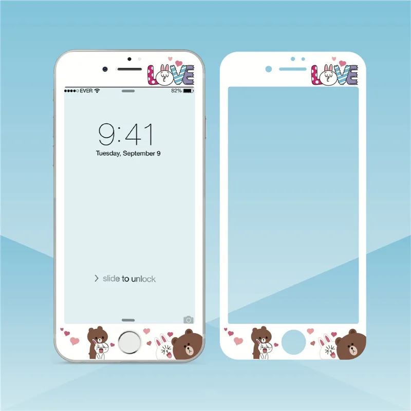 

Cartoon Lovely 3D Soft Edge Screen Protector For iPhone 7 8 plus Full Cover Tempered Glass Cute Protective Film For iPhone 6 6s