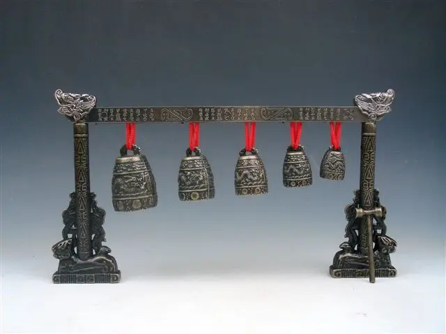 

Crafts statue Chinese FENG SHUI Carp Fish Dragon Chime Bells Gong