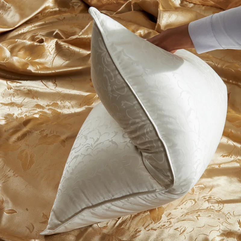 95% белый гусиный наполнитель подушки-(1 кг) Двухсторонняя шелковая жаккардовая ткань для наволочки 48 см x 74 см