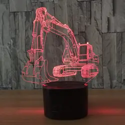 3D экскаватор ночник Иллюзия 7 цветов светодиодный сенсорный Настольная лампа USB Новинка Luces автомобиля форма прикроватный ночник лампы для