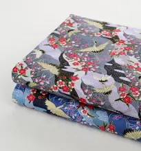 2016 Top Blau und Lila Japanische druck kran druck 100% Baumwollgewebe bronzier 110 cm * 90 (1 yard) 2 farben