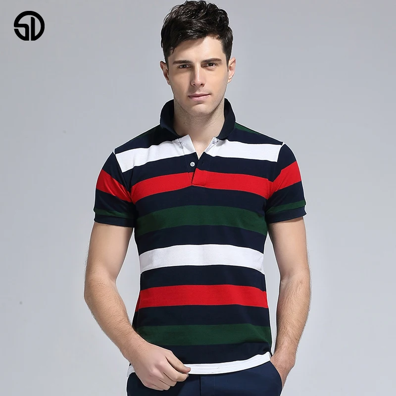 2019 Classic Cotton Mens Polo Shirts 4XL Summer Striped Men's Polos ...