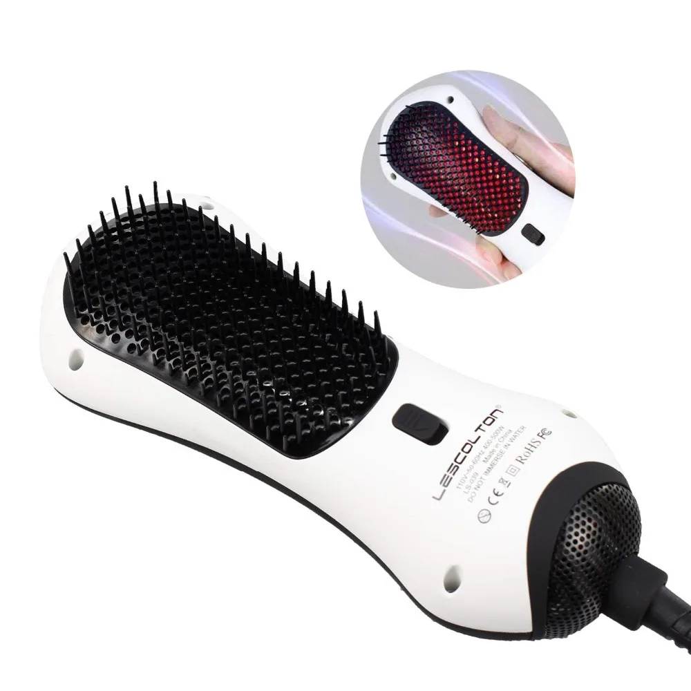 2 in 1 Negative Ion Hair Straighter Detangling Dryer Brush Infrared