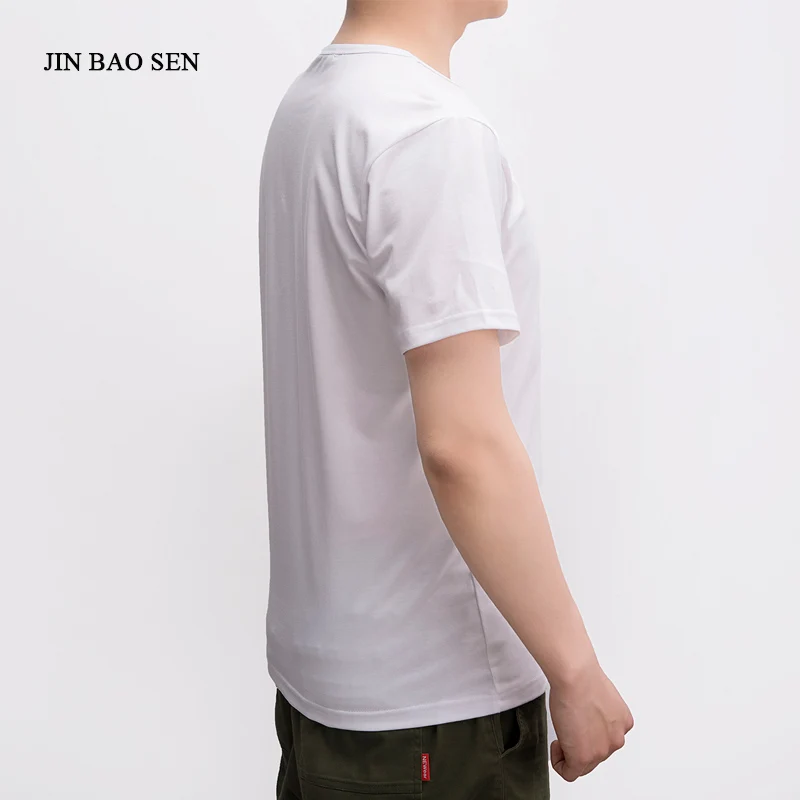 JINBAOSEN 2018 новый летний бренд большие размеры футболка человек круглым воротом с