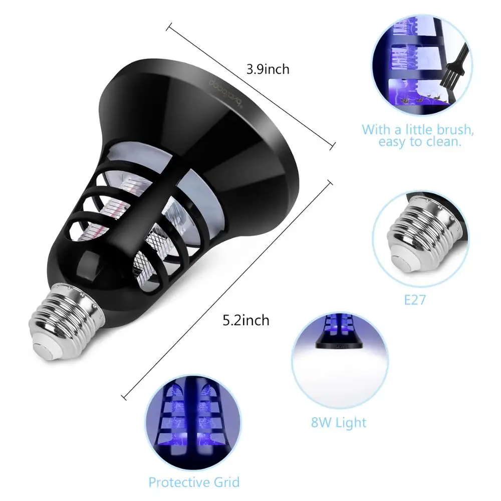 Убийца комаров Светодиодный лампа USB/E27/E26 5 V/220 V/110 V 8 W Анти летать мухобойка лампа ловушка для насекомых для дома вредителей Управление