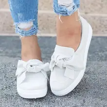 Женские лоферы; большие размеры 35-43; слипоны на платформе; туфли на плоской подошве с бантом; прошитая повседневная обувь с бантом для женщин; мокасины из флока; обувь